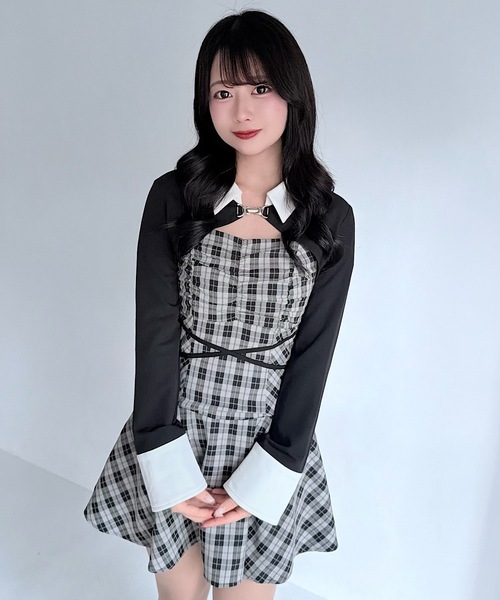 INDEX | 刺繍デザインドッキングプリーツワンピース【洗濯機OK