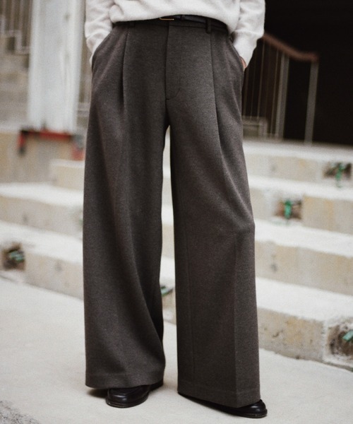 Wool Linen Baggy Slacks 【LIDNM】 WYM LIDNM | DOUBLE-FACED DEEP TUCK BAGGY SLACKS - Buyee, an Online