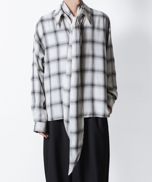 ato Crepe de Chine SCARF SHIRTS/WHITE ATO（アトウ） シャツ Crepe