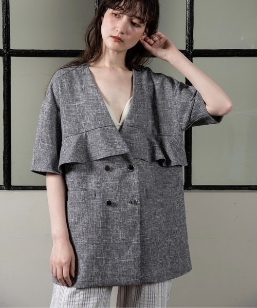 lawgy ジャケット LAWGY | frill double button jacket / フリルダブルボタン