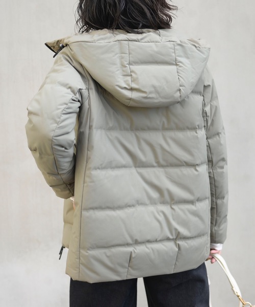 ＆HALF | バイカラーシームレスダウンジャケット（配色/軽量/ダウン