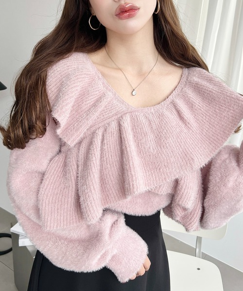 WILLFULLY | silver yarn studs bijou volume sleeve knit - Buyee, an  