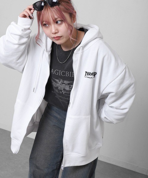 THRASHER | 【THRASHER】 ワンポイント ロゴ刺繍 裏毛 ジップ