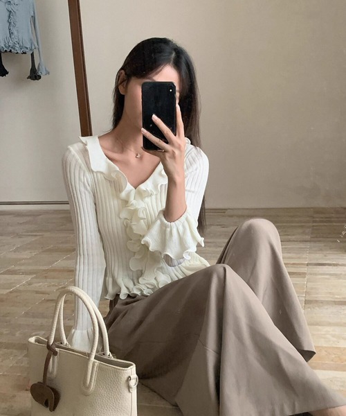 小物 BUYEE LULUFA | 【26春夏新作】リブフリルデザインニット - Buyee, an Online