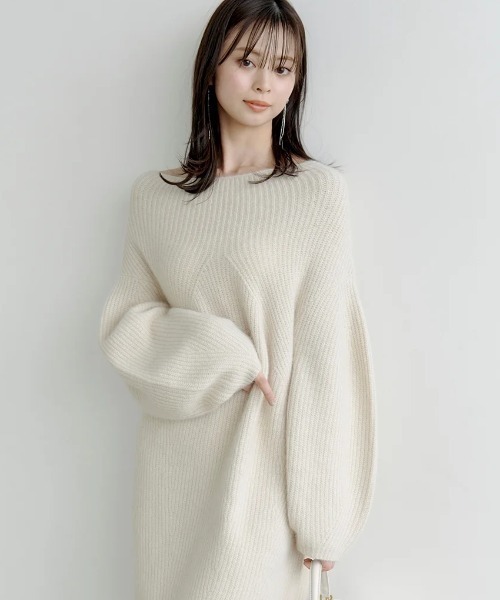 dazzlin 面倒くさい ボリュームアシメリボンニットワンピース Sサイズ 