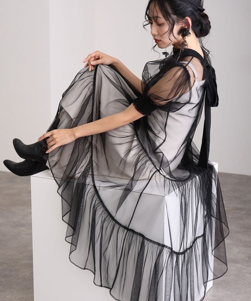 【7/20まで出品】atlo袖あり ミモレ丈3点セット結婚式オケージョンドレス atlo ドレス 袖あり＆ミモレ丈同窓会3点セットセレモニー結婚式