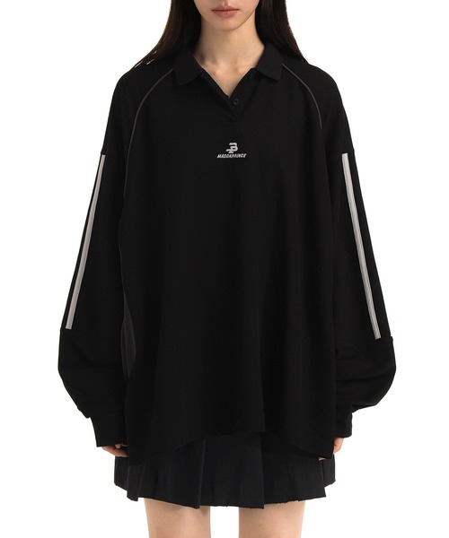 オーバーサイズ ボーダー柄 ポロカラー スウェット【MASONPRINCE オーバーサイズ ボーダー柄 ポロカラー スウェット【MASONPRINCE