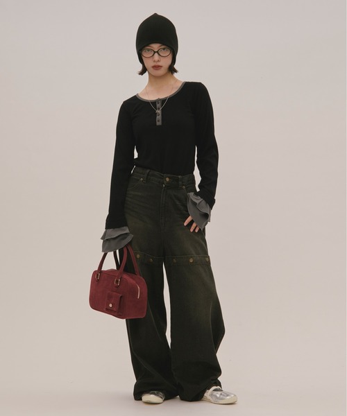 LOIN NUIT | bell sleeve rib tops / ベルスリーブリブトップス