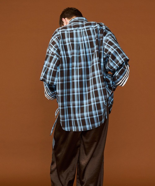 SEESEW | 【UNISEX】CHECK LINE OVER SHIRTS with BADGE/チェック