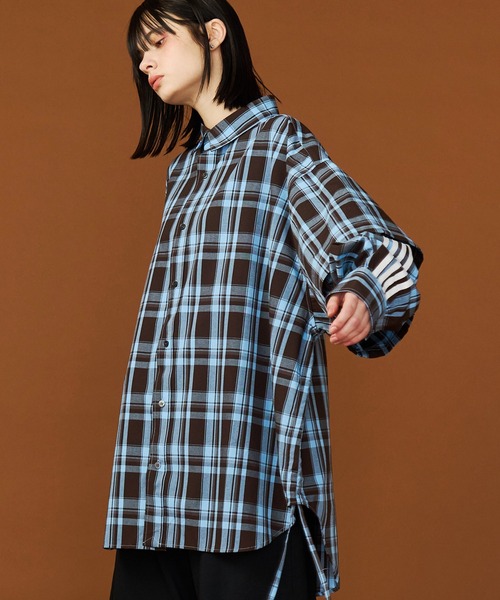 SEESEW | 【UNISEX】CHECK LINE OVER SHIRTS with BADGE/チェック