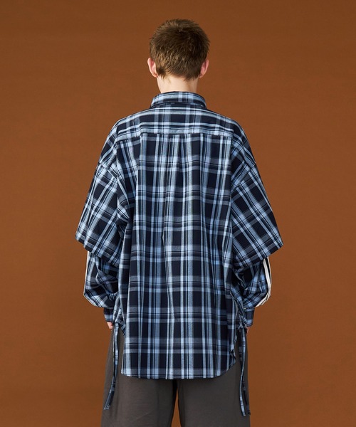 SEESEW | 【UNISEX】CHECK LINE OVER SHIRTS with BADGE/チェック