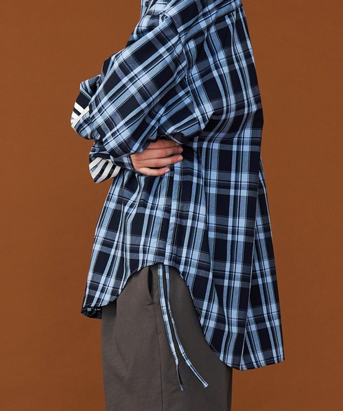 SEESEW | 【UNISEX】CHECK LINE OVER SHIRTS with BADGE/チェック