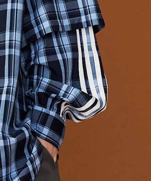 SEESEW | 【UNISEX】CHECK LINE OVER SHIRTS with BADGE/チェック