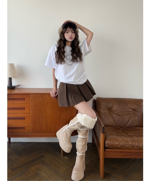 Darich フェイクムートンニーハイブーツ L darich ダーリッチ フェイクムートンニーハイブーツ アイボリー L