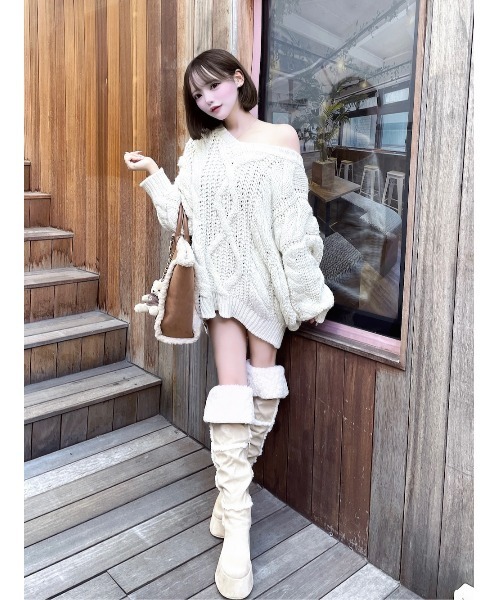 ♡ Darich フェイクムートンニーハイブーツ Mサイズ ♡ ノベルティ付き ♡ Darich フェイクムートンニーハイブーツ Mサイズ
