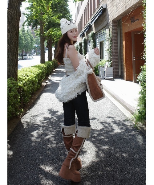 Darich フェイクムートンニーハイブーツ Darich ブーツ フェイクムートンニーハイブーツ レディース