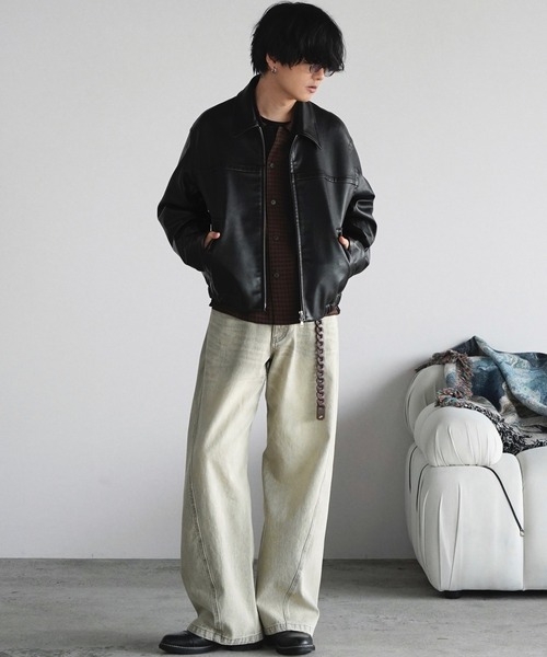 WYM LIDNM | ARTIFICIAL GRAIN / FAUX SUEDE ZIP BLOUSON - Buyee, an