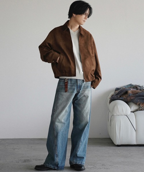 WYM LIDNM | ARTIFICIAL GRAIN / FAUX SUEDE ZIP BLOUSON - Buyee, an