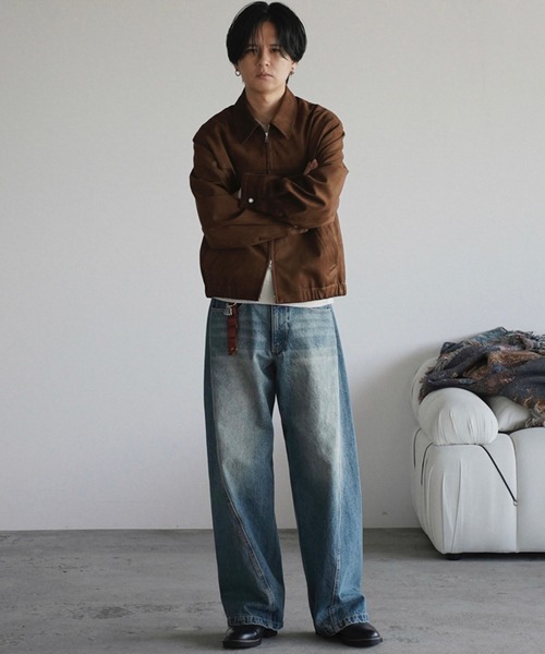 WYM LIDNM | ARTIFICIAL GRAIN / FAUX SUEDE ZIP BLOUSON - Buyee, an