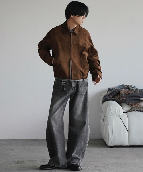 WYM LIDNM | ARTIFICIAL GRAIN / FAUX SUEDE ZIP BLOUSON - Buyee, an