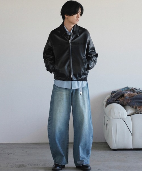 WYM LIDNM | ARTIFICIAL GRAIN / FAUX SUEDE ZIP BLOUSON - Buyee, an