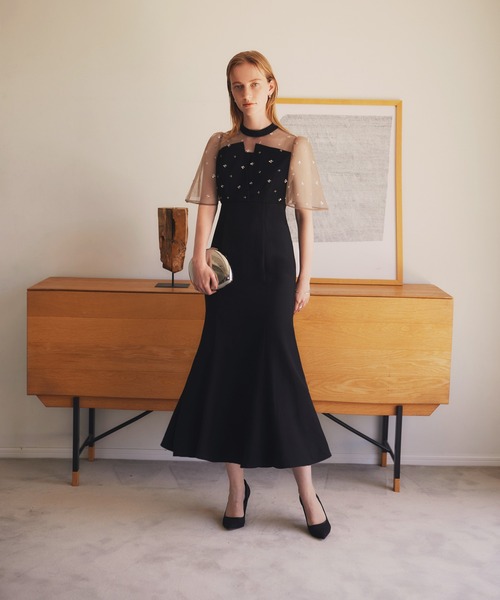 LEJA チュールロングスリーブリーフ結婚式パーティードレスお呼ばれ