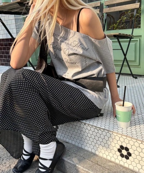 BLACKUP | [MADE] キッピーニーボートネックプリント長袖Tシャツ