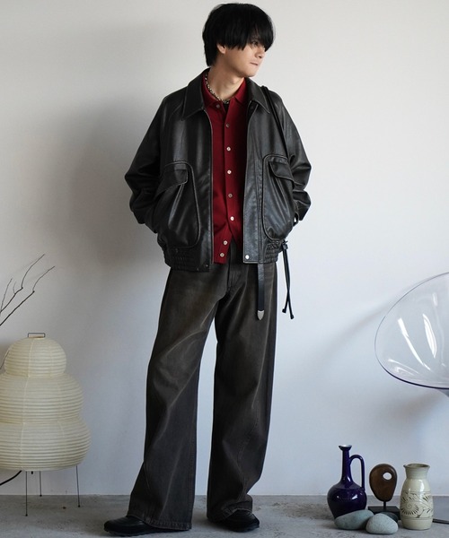 WYM LIDNM | ARTIFICIAL GRAIN FLIGHT BLOUSON - Buyee, an Online