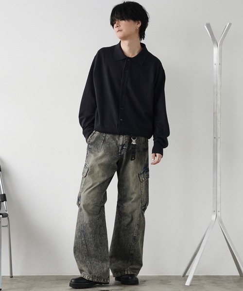 【最安値】VINTAGE WASHED CURVED DENIM グレー WYM VINTAGE WASHED CURVED DENIM ブラック S WYM LIDNM | VINTAGE