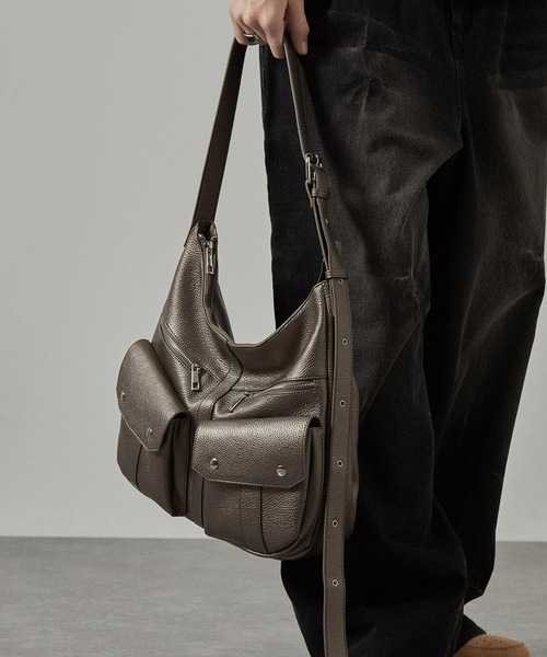 Alex ショルダーバック Alfred Alex】synthetic leather drawstring shoulder bag