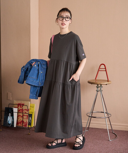 Champion × FREAK’S STORE 別注 ティアードワンピース M FREAK'S STORE | 限定展開 Champion × FREAK'S STORE/チャンピオン