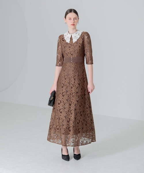 LEJA | 【LEJA】レースビッグカラー花柄刺繍ウエストマーク