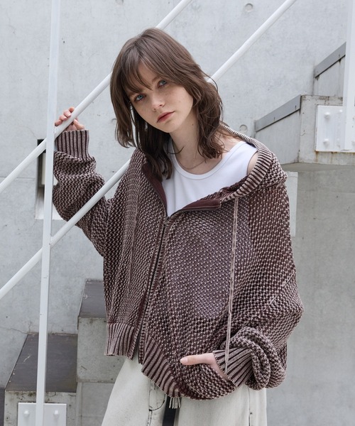 soerte マルチカラージャガードニットポロ ブラウン SIZE2 soerte マルチカラージャガードニットポロ ブラウン SIZE2（新品