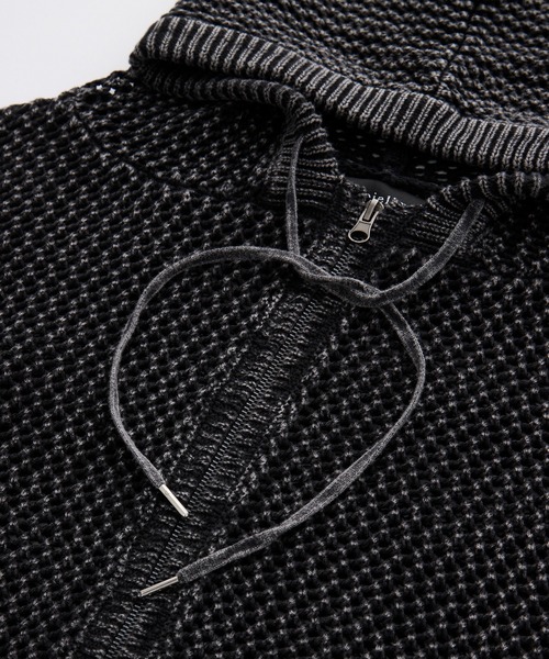 Spielio】Vintage like mesh knit hoodie/ヴィンテージライク