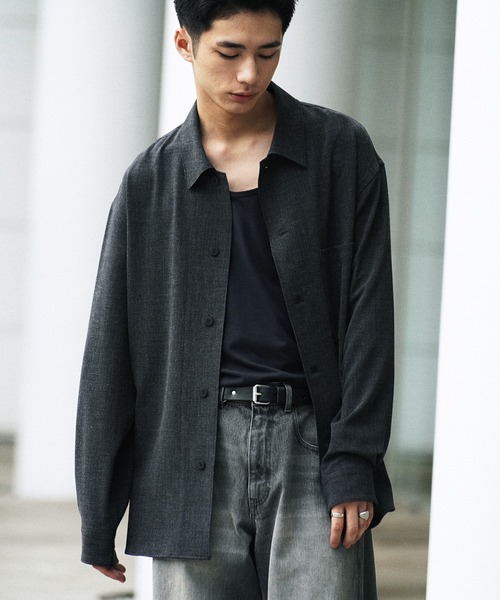 T/C BASIC KNIT SHIRT CARDIGAN S チャコールWYM Knit Cardigans