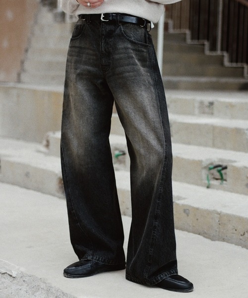 【美品】LIDNM☆デニム☆L☆黒 WYM LIDNM | VINTAGE WASHED CURVED DENIM - Buyee, an Online