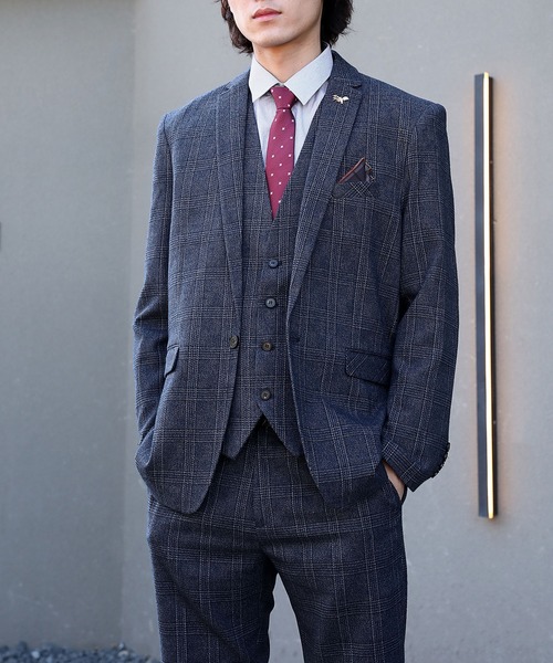 Cloudstyle グレンチェックスリーピースチェック柄 セットアップスーツ CLOUDSTYLE | 【Cloudstyle】グレンチェック スリーピース チェック柄