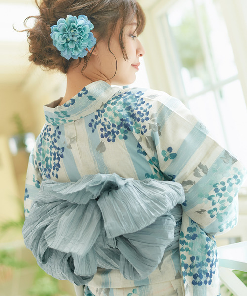 Dita 浴衣、しわ兵児帯 Dita レディース 浴衣 セット 簡単（ゆかた・しわ兵児帯・下駄