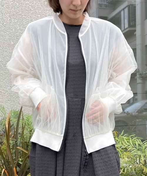 AULA AILA シアーブルゾン 白 AULA AILA SHEER BLOUSON シアーブルゾン | Levre