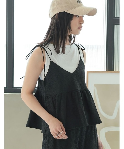 lallana リボンラインダンボールトップス Lallana（ララーナ