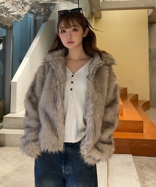 08sircus STUDIOUS別注 ペインティングシープ ボア ジャケット 08SIRCUS | 【08sircus/ゼロハチサーカス】《STUDIOUS別注》ペイン