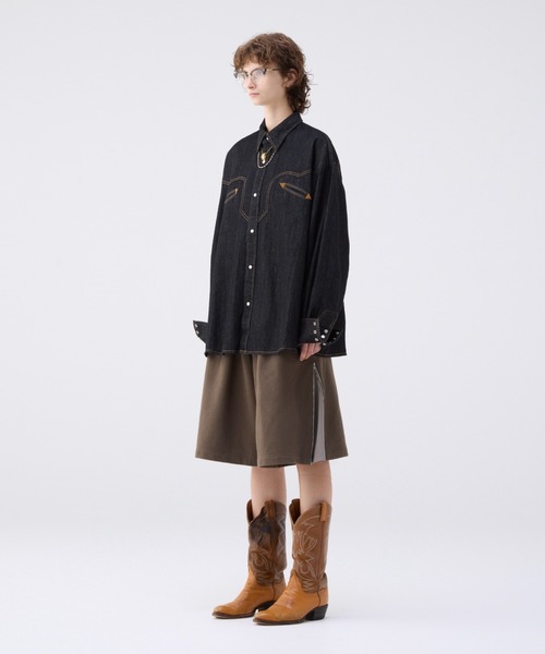 soerte オーバーサイズデニムウエスタンシャツ サイズ1 Oversize denim western shirt / オーバーサイズデニム