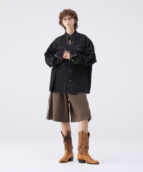 soerte オーバーサイズデニムウエスタンシャツ サイズ1 SOERTE | Oversize denim western shirt / オーバーサイズデニム