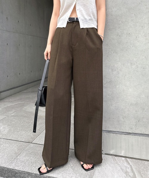ANDME | 【新サイズ追加】ツイルタックスラックスワイドパンツ - Buyee