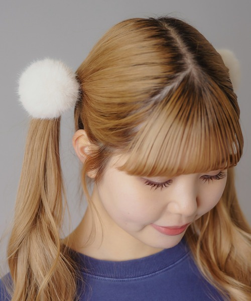 ふわふわポンポンリボン♡シェル♡ヘアゴム ふわふわおっきめリボン【1293】 ふわふわリボン ヘアゴム