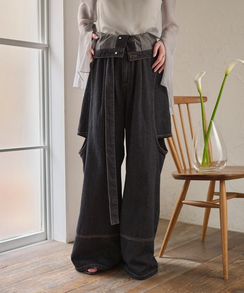 【mideal】サスペンダーウエストパンツ セール】suspender waist designpants / サスペンダーウエスト
