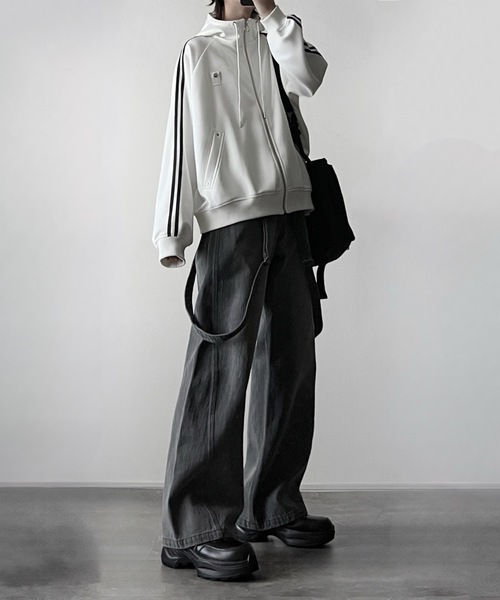 ラインスリーブトラックジップパーカージャケット/ライントラックワイドスラックス ADRER | line sleeve track zip parker jacket / ラインスリーブ