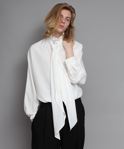 ATO(アトウ) ato Crepe de Chine SCARF SHIRTS/WHITE シャツ Crepe ATO(アトウ) ato Crepe de Chine SCARF SHIRTS/WHITE シャツ Crepe