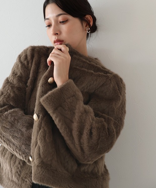 J BY BLUE | ケーブルファーコート - Buyee, an Online Proxy Shopping 