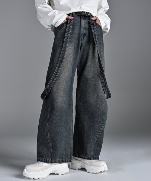 ADRER | vintage make curved leg 3D suspender denim / ヴィンテージ